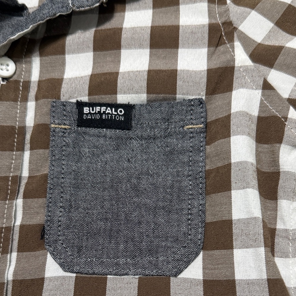 Buffalo David Bitton Kids Brown and White Checkered Shirt - Picture 3 of 7